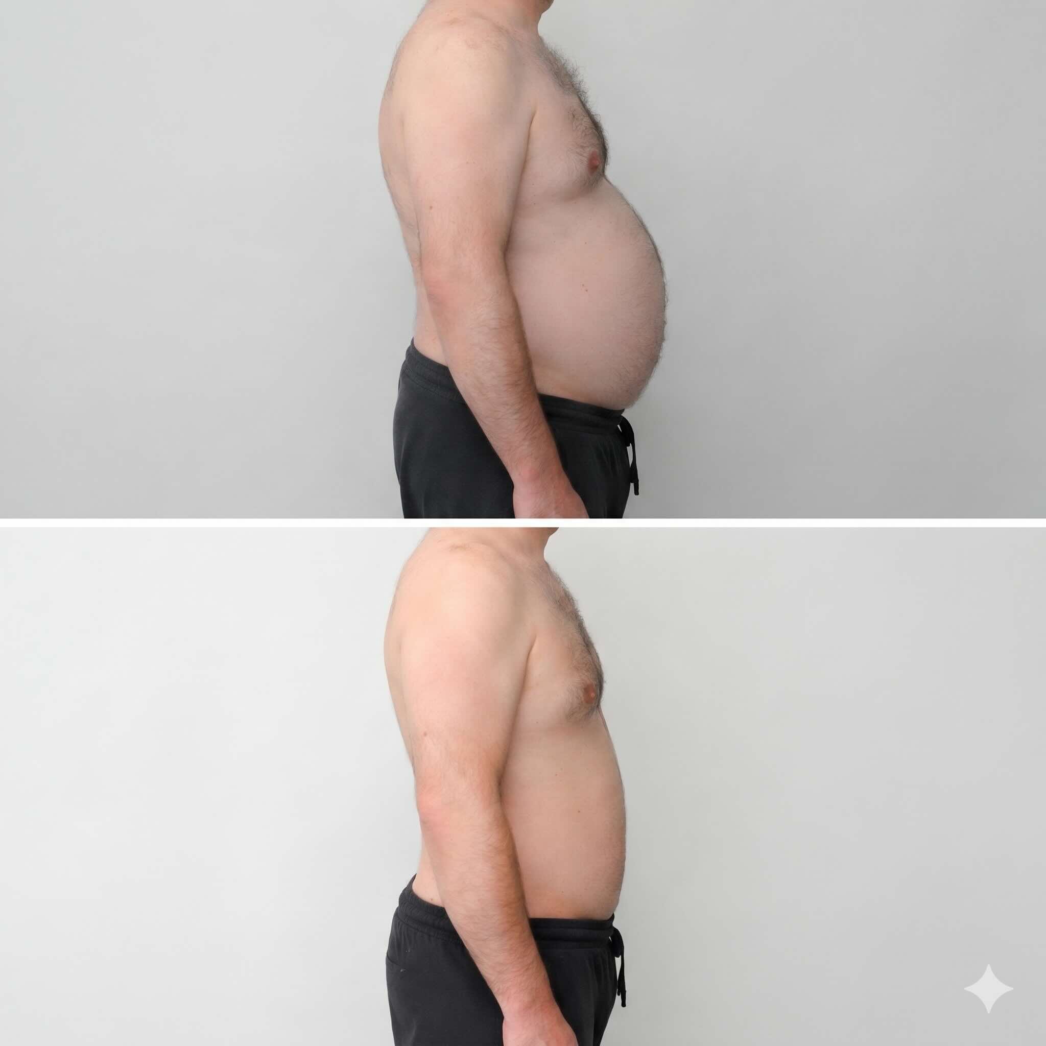 Liposuccion abdomen profil avant/après